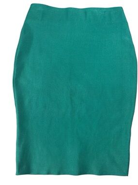 Wow Couture green pencil skirt stretch pull on fitted mini skirt size L